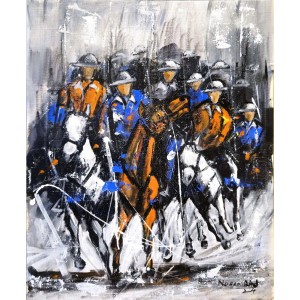 Naeem Rind, 16 x 20 Inch, Acrylic on Canvas, Polo Painting, AC-NAR-052